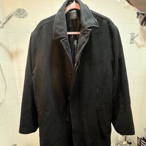 Alfani XL Black Winter Coat Wool/Poly Peacoat Style Great Shape Unisex